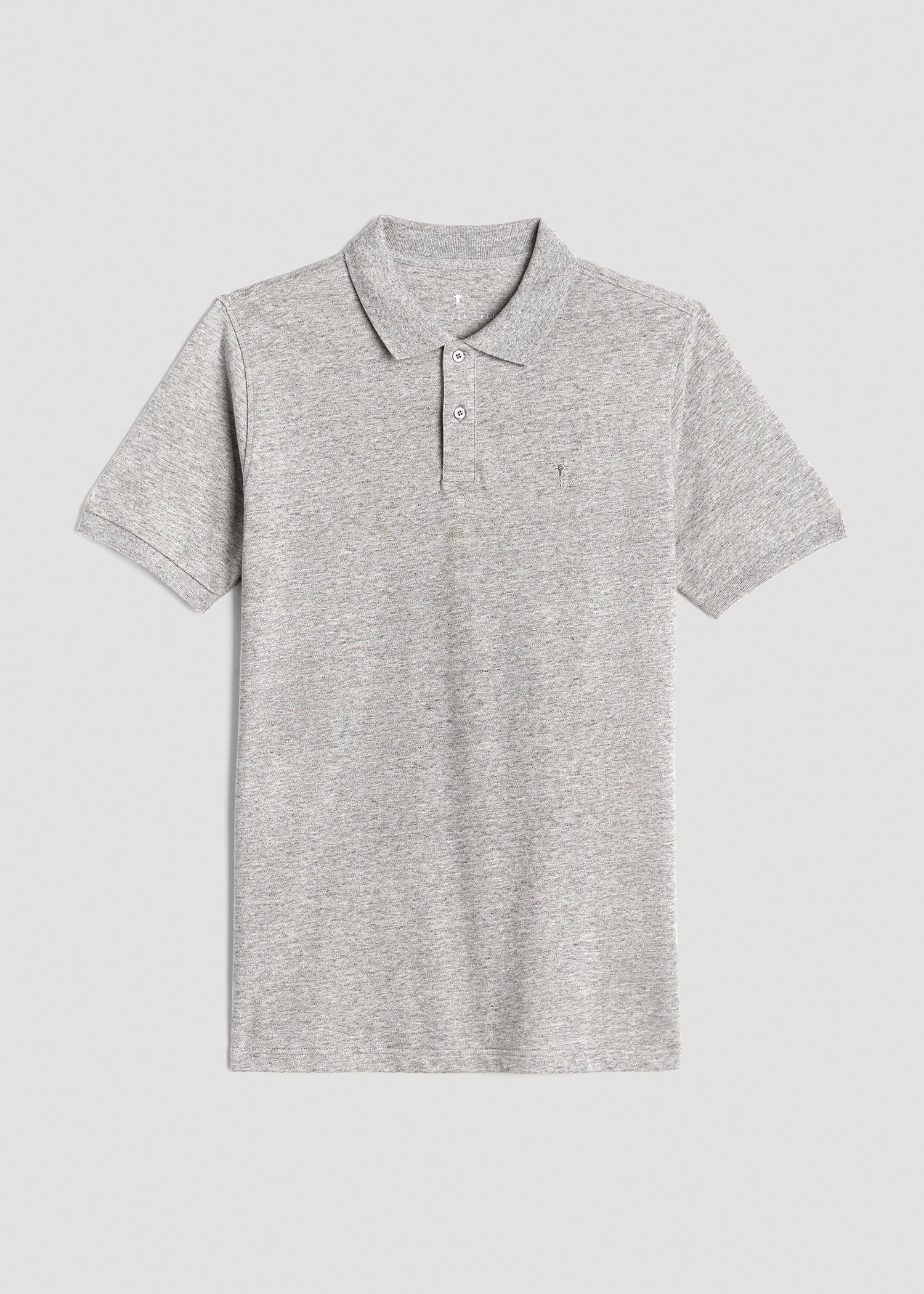 Classic Polo with Embroidered Logo for Tall Men in Heathered Grey