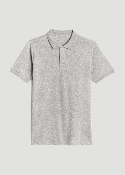 Classic Polo with Embroidered Logo for Tall Men in Heathered Grey