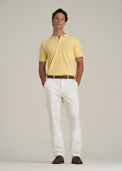 Classic Polo with Embroidered Logo for Tall Men in Lemon Drop