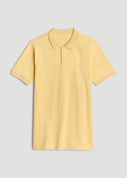 Classic Polo with Embroidered Logo for Tall Men in Lemon Drop