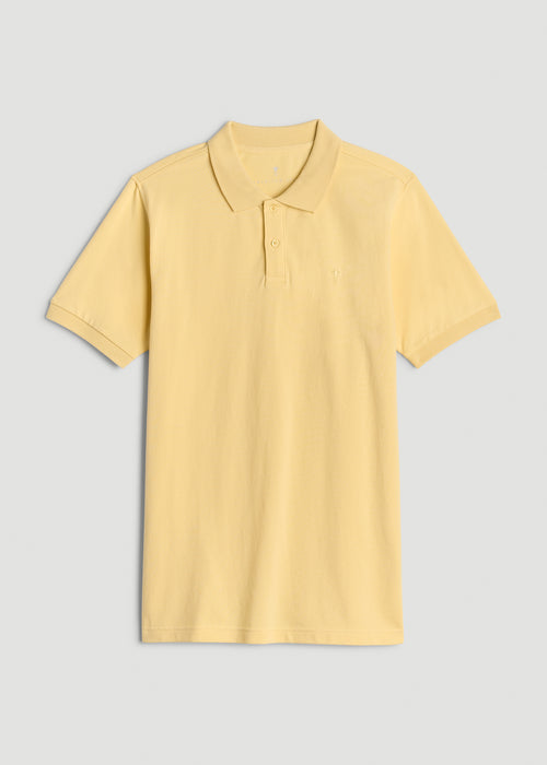 Classic Polo with Embroidered Logo for Tall Men in Lemon Drop