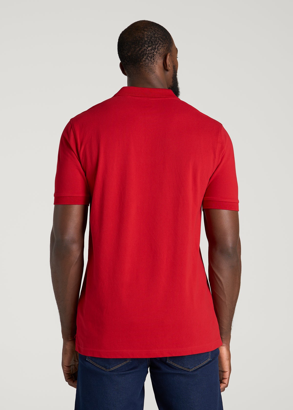 Classic Polo with Embroidered Logo for Tall Men in Racing Red