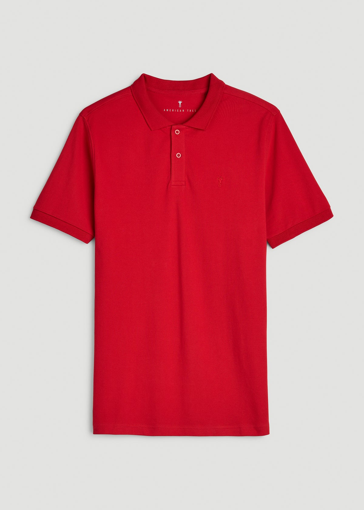 Classic Polo with Embroidered Logo for Tall Men in Racing Red