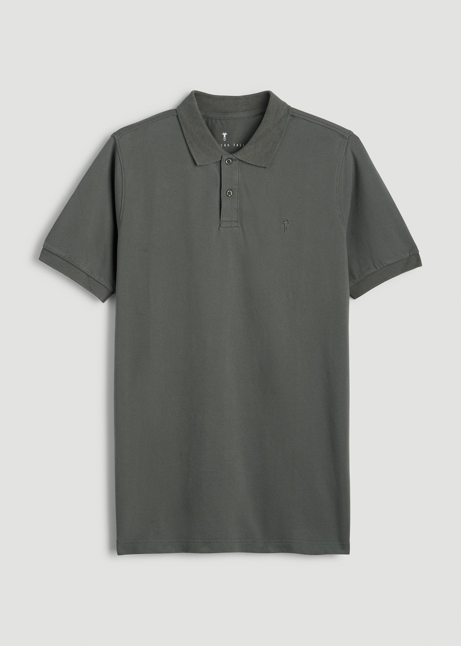 Classic Polo with Embroidered Logo for Tall Men in Spring Olive