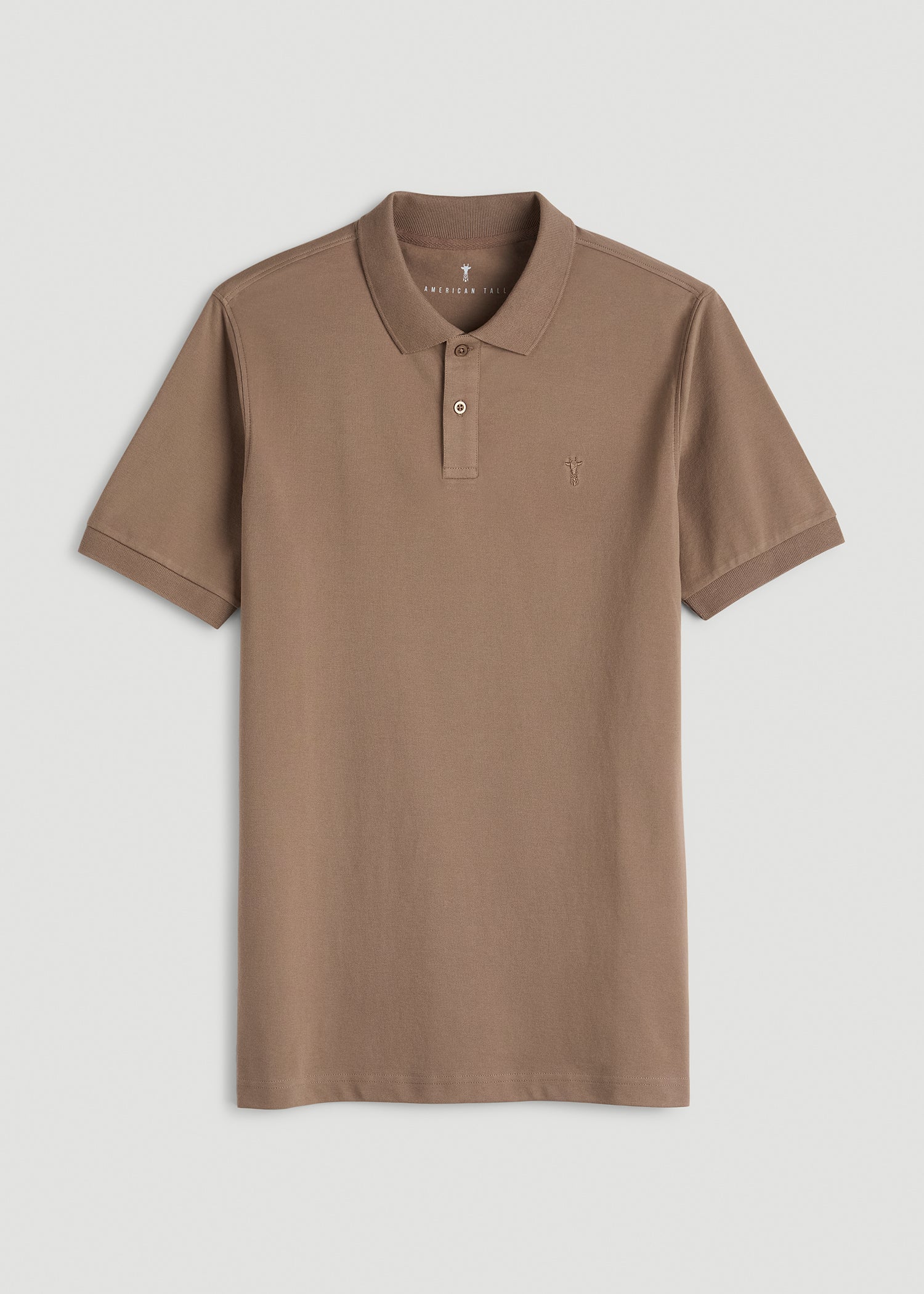 Classic Polo with Embroidered Logo for Tall Men in Warm Brown 2XL / Tall / Warm Brown