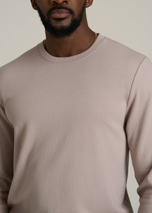 Cloud Knit Waffle Long Sleeve Tee for Tall Men in Desert Rose