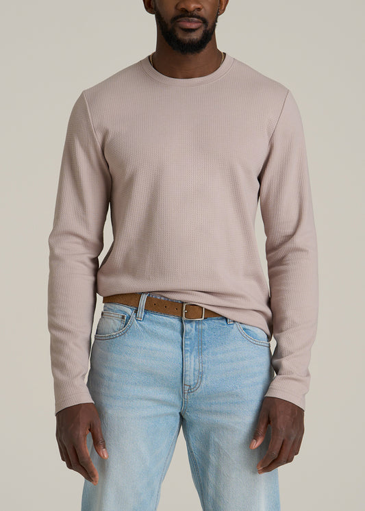 Cloud Knit Waffle Long Sleeve Tee for Tall Men in Desert Rose