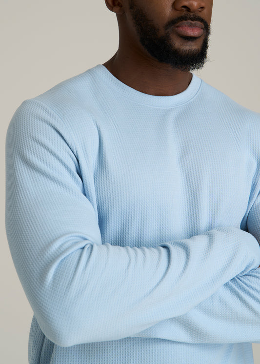 Cloud Knit Waffle Long Sleeve Tee for Tall Men in Ice Blue