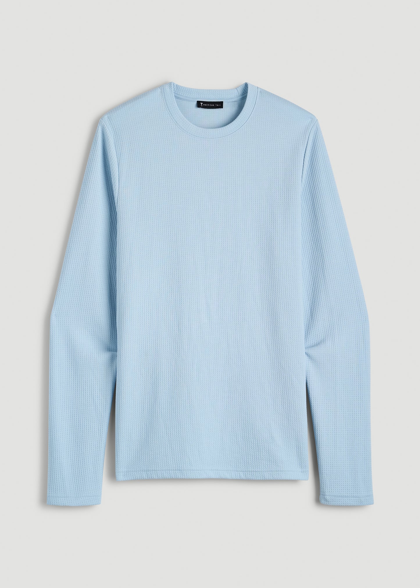 Cloud Knit Waffle Long Sleeve Tee for Tall Men in Ice Blue