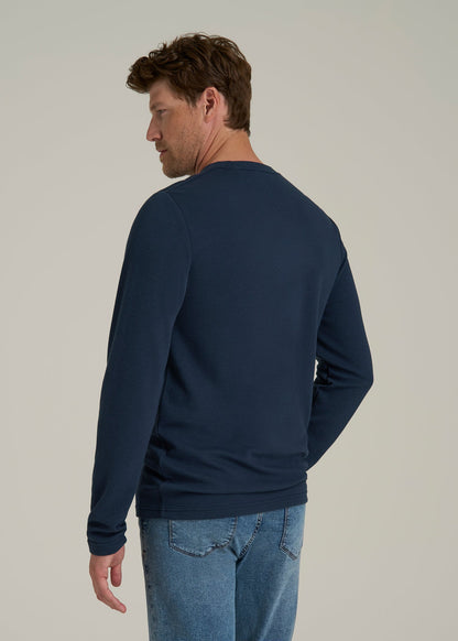 Cloud Knit Waffle Long Sleeve for Tall Men in Navy Blue