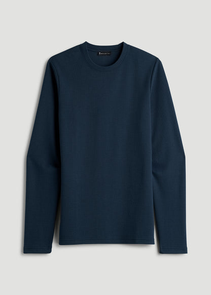 Cloud Knit Waffle Long Sleeve for Tall Men in Navy Blue