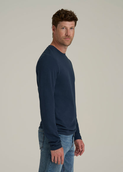 Cloud Knit Waffle Long Sleeve for Tall Men in Navy Blue