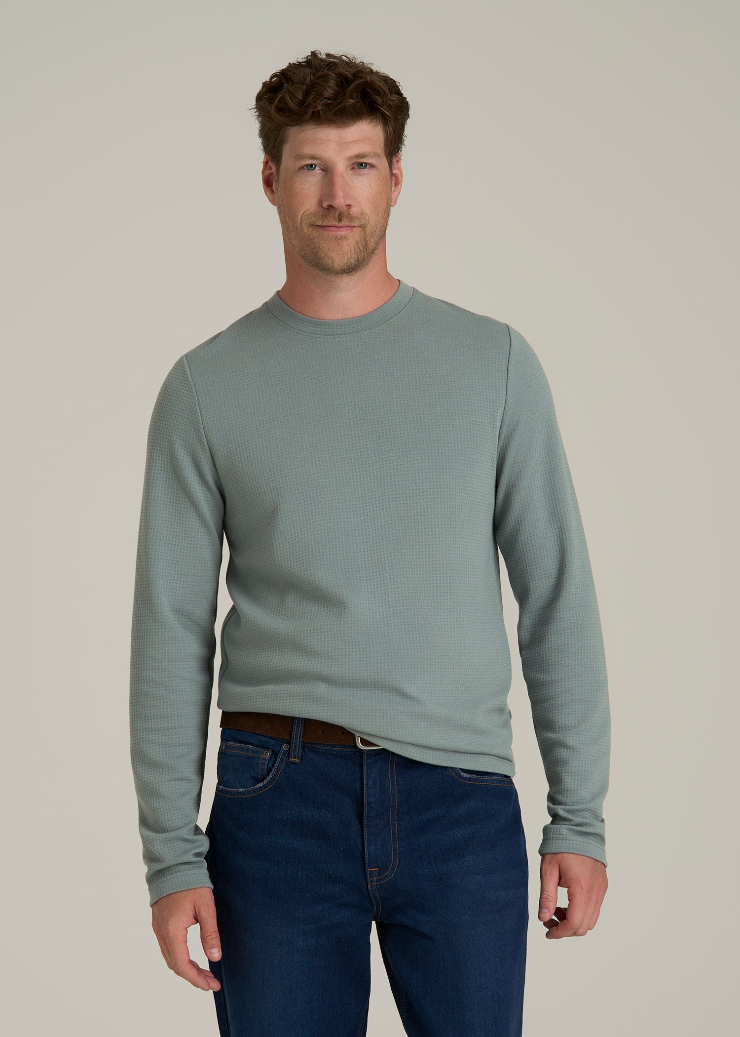 Cloud Knit Waffle Long Sleeve for Tall Men in Trooper