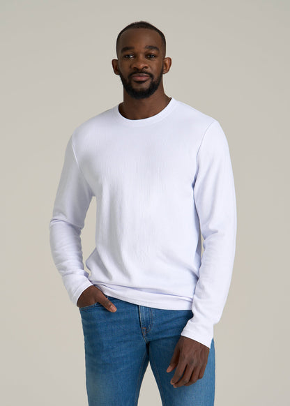 Cloud Knit Waffle Long Sleeve Tee for Tall Men in White