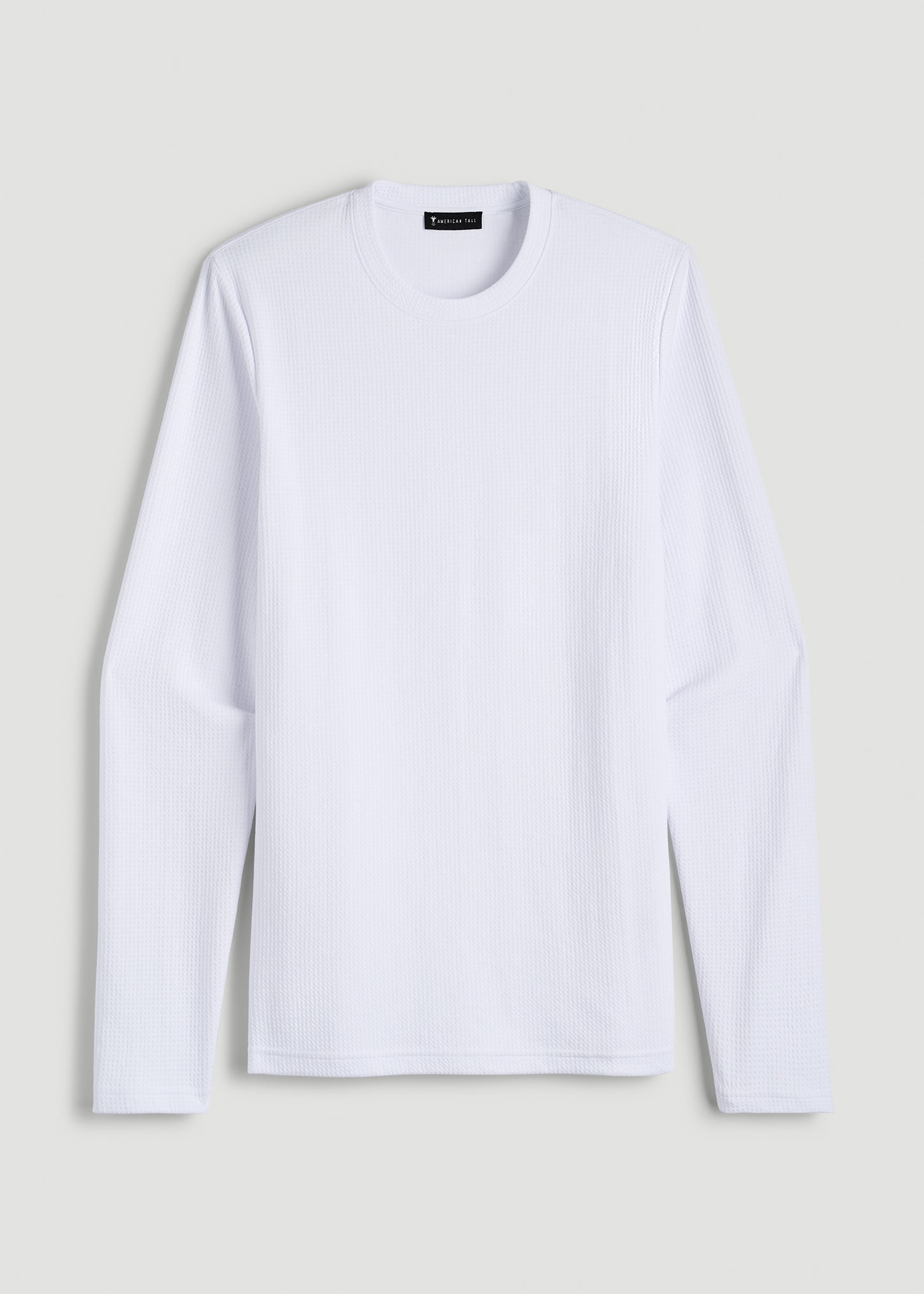 Cloud Knit Waffle Long Sleeve Tee for Tall Men in White