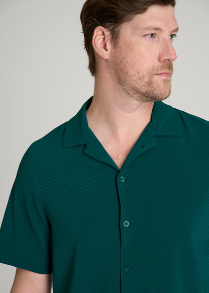 Coastal Perforated Button shirt for Tall Men in Deep Teal