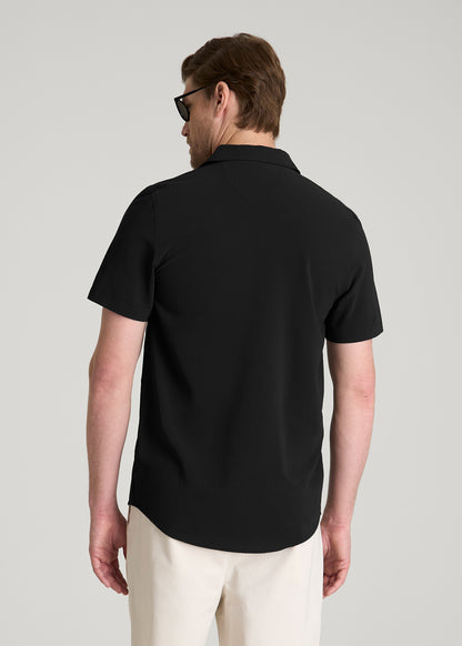 Coastal Perforated Polo for Tall Men in Black