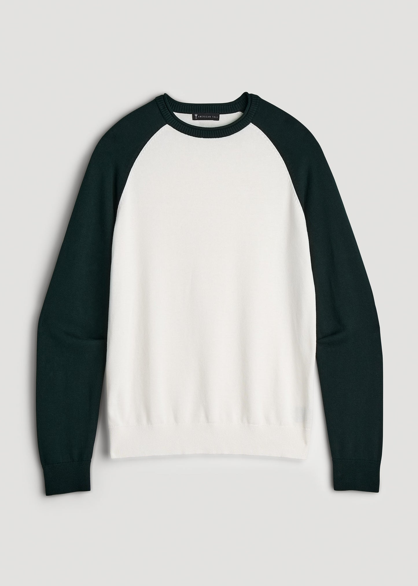 Color Block Raglan Sweater for Tall Men in Cream and Emerald