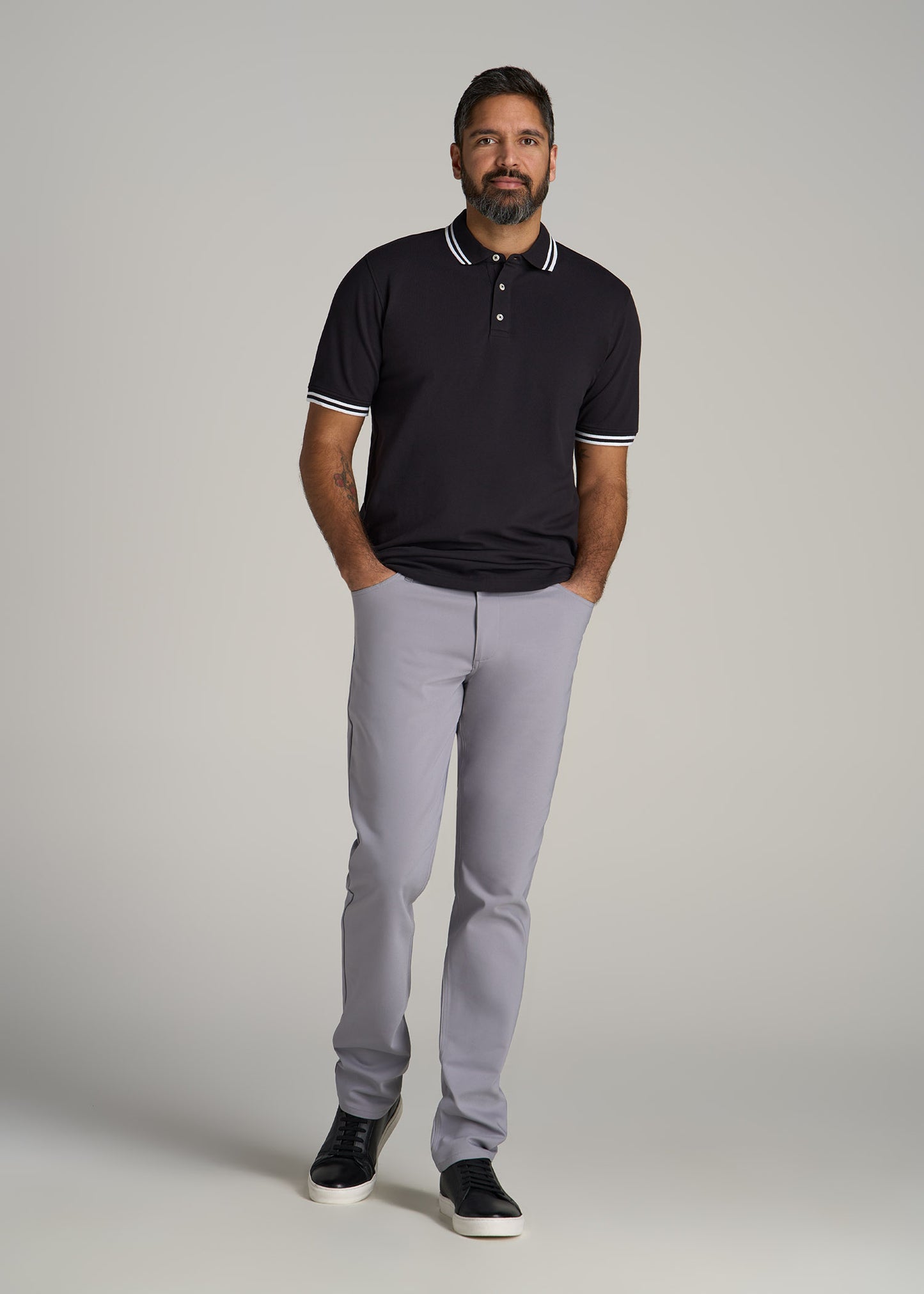 Contrast Tipped Polo Men's in Black