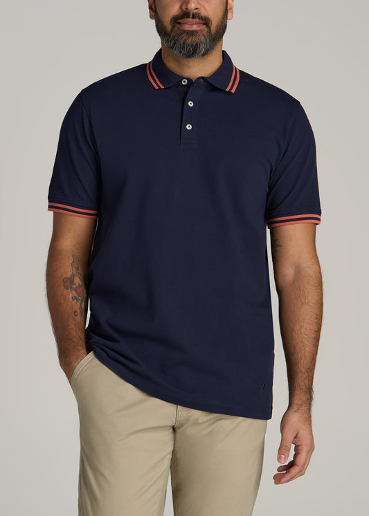 Contrast Tipped Polo Men's in Evening Blue