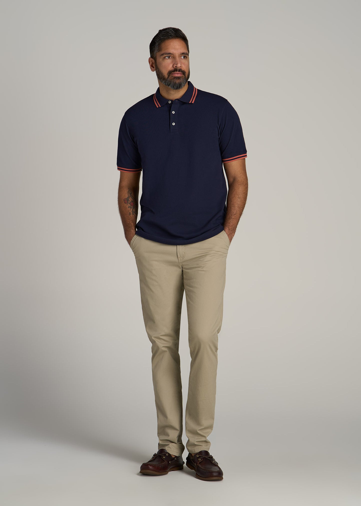 Contrast Tipped Polo Men's in Evening Blue