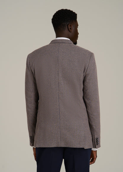 Core Blazer for Tall Men in Brown and Blue Mini Houndstooth