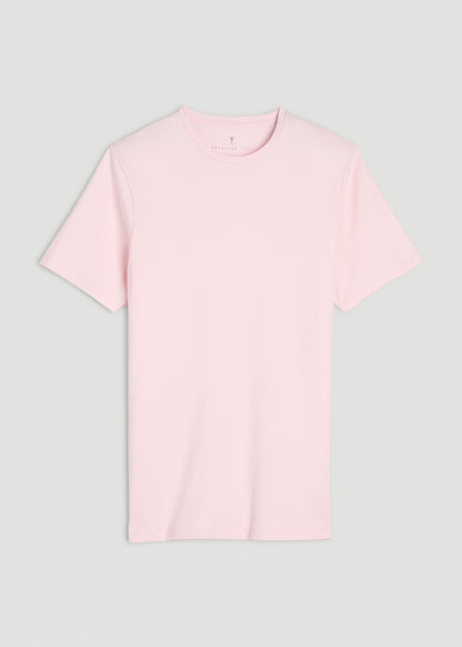 Core Cotton Crewneck Tee for Tall Men in Barely Pink