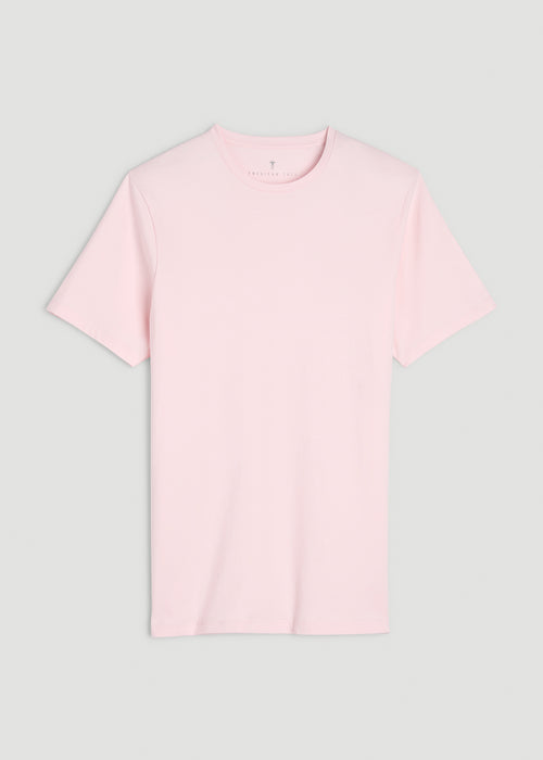 Core Cotton Crewneck Tee for Tall Men in Barely Pink