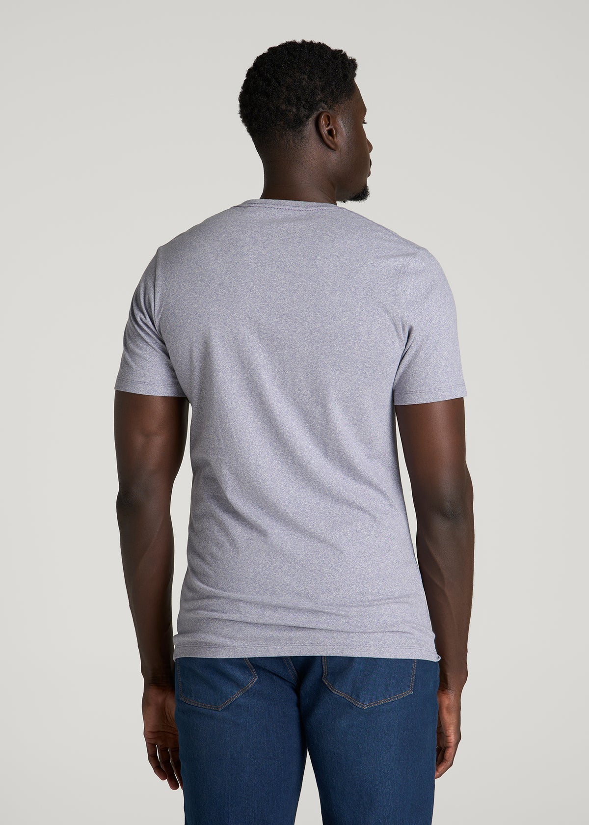 Core Cotton Crewneck Tee for Tall Men in Blue Granite Melange