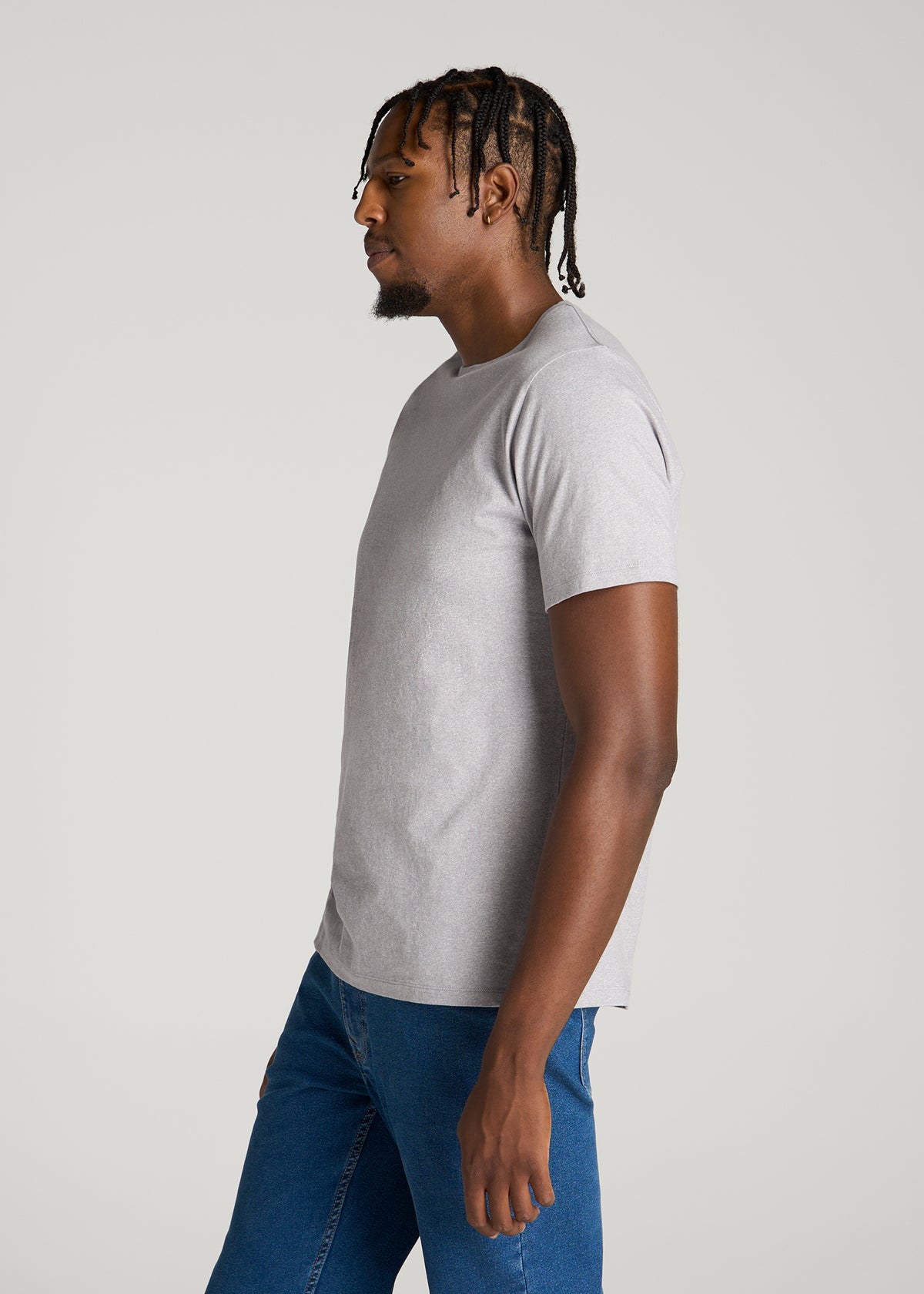 Core Cotton Crewneck Tee for Tall Men in Dusty Lilac Melange