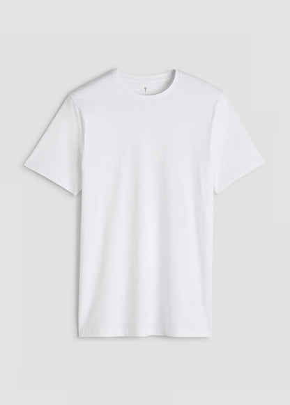 Core Cotton Crewneck Tee for Tall Men in White