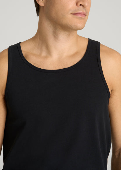 Core Cotton Tank for Tall Men in Black