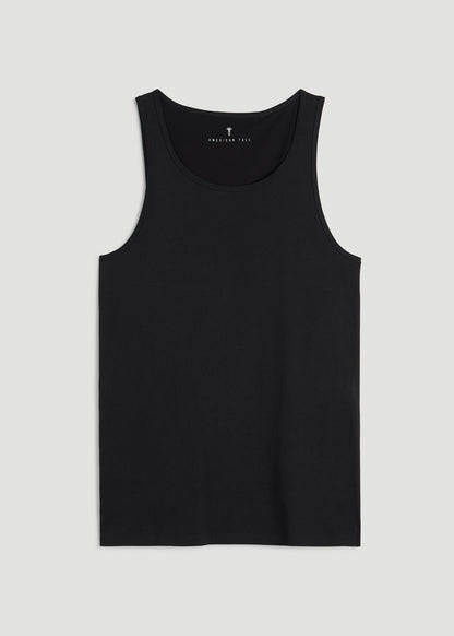 Core Cotton Tank for Tall Men in Black