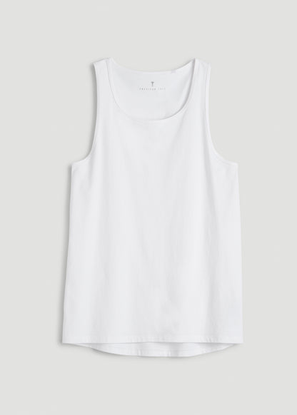 Core Cotton Tank for Tall Men in White