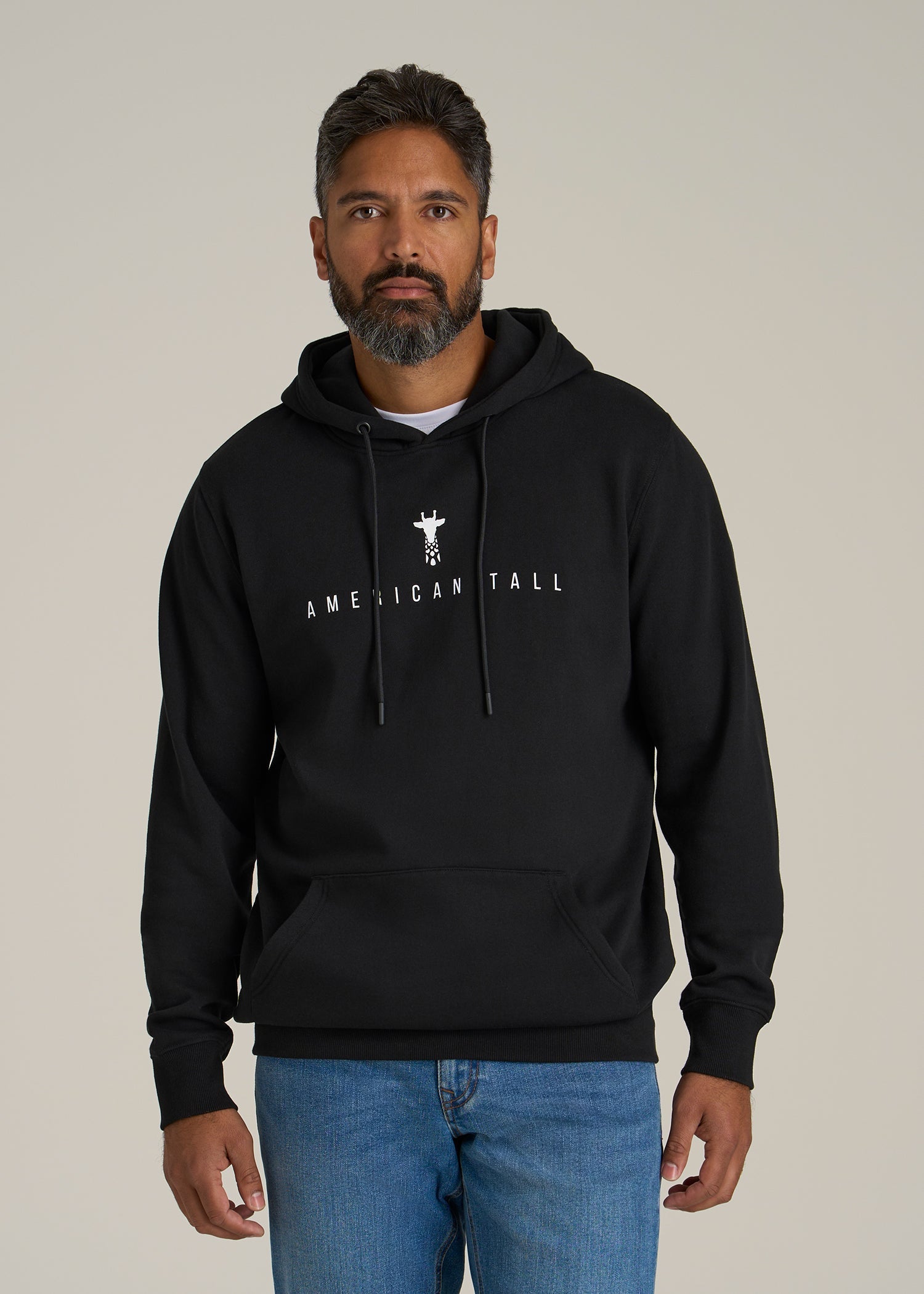 Logo Hoodie for Tall Men in Black