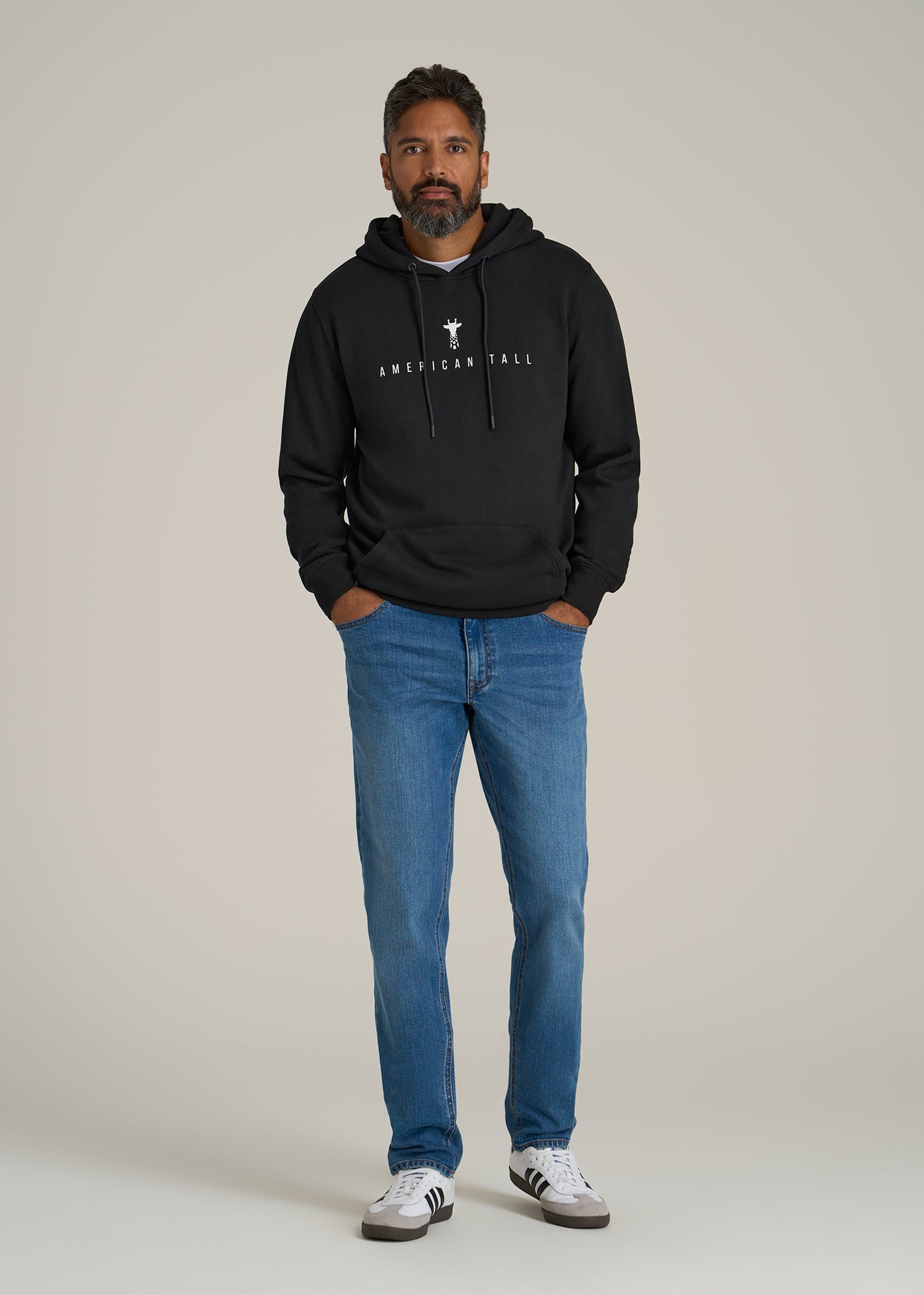 Logo Hoodie for Tall Men in Black