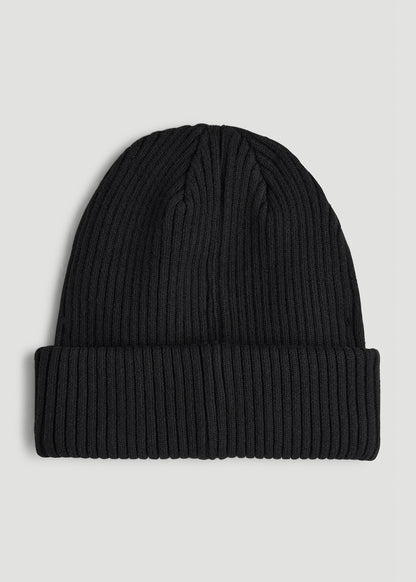 Cotton Beanie for Tall Men in Black