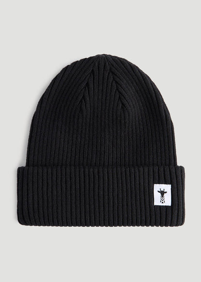 Cotton Beanie for Tall Men in Black