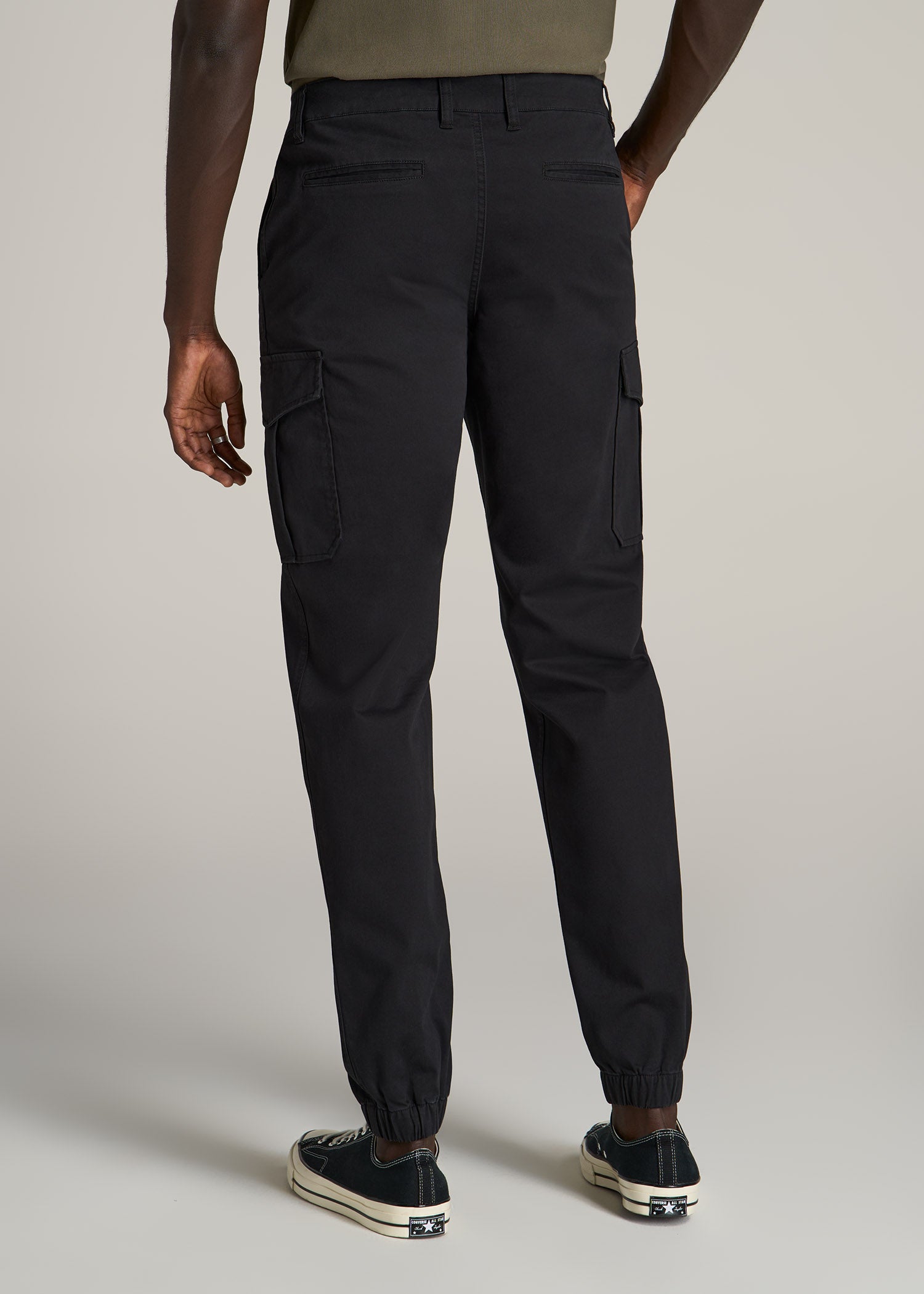 Men's Olive Green, Black Cotton Jogger Track Pants Slim Fit Stretch wi –  Urbano Fashion
