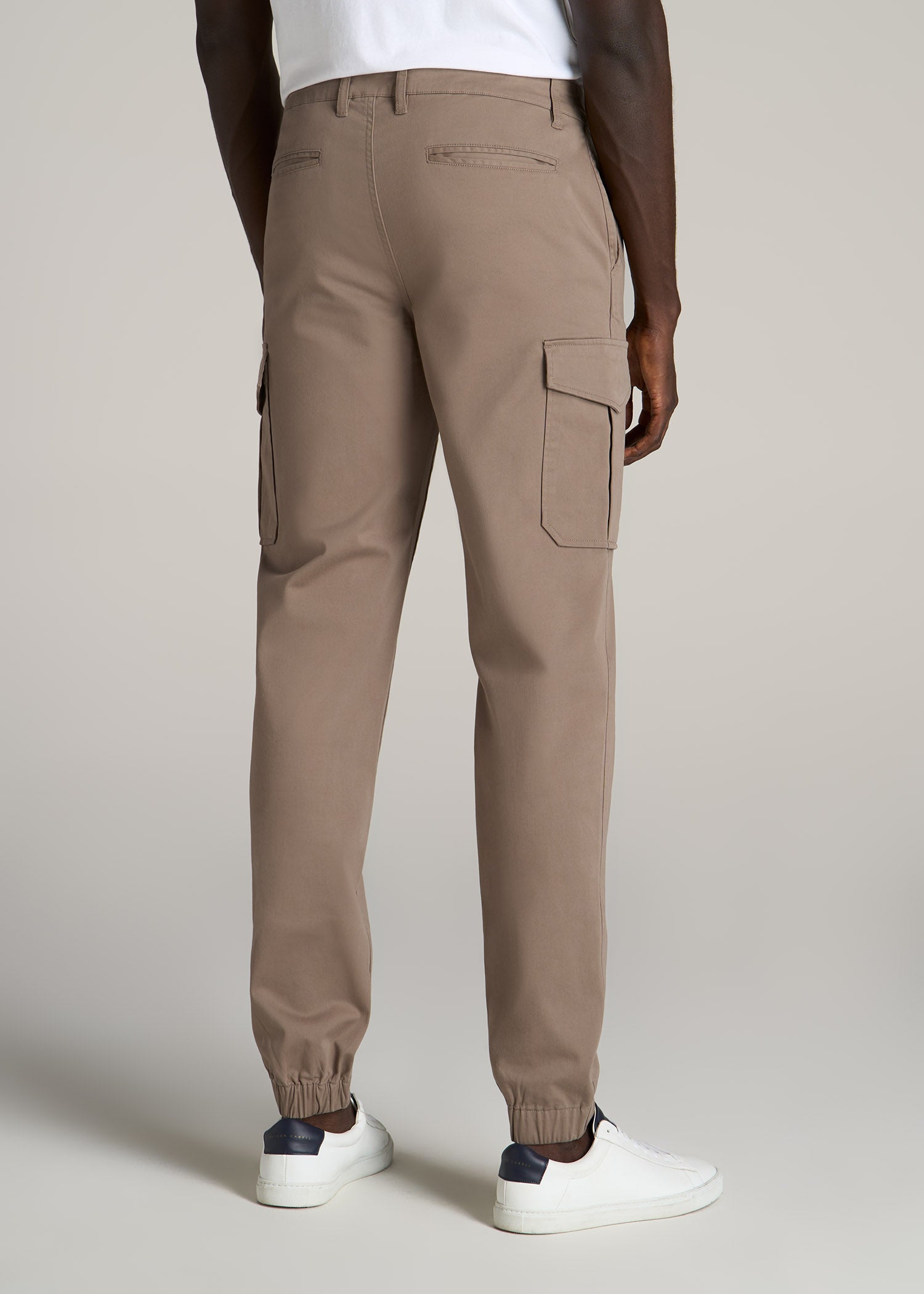 Relaxed Fit Cotton Cargo Joggers - Brown - Men