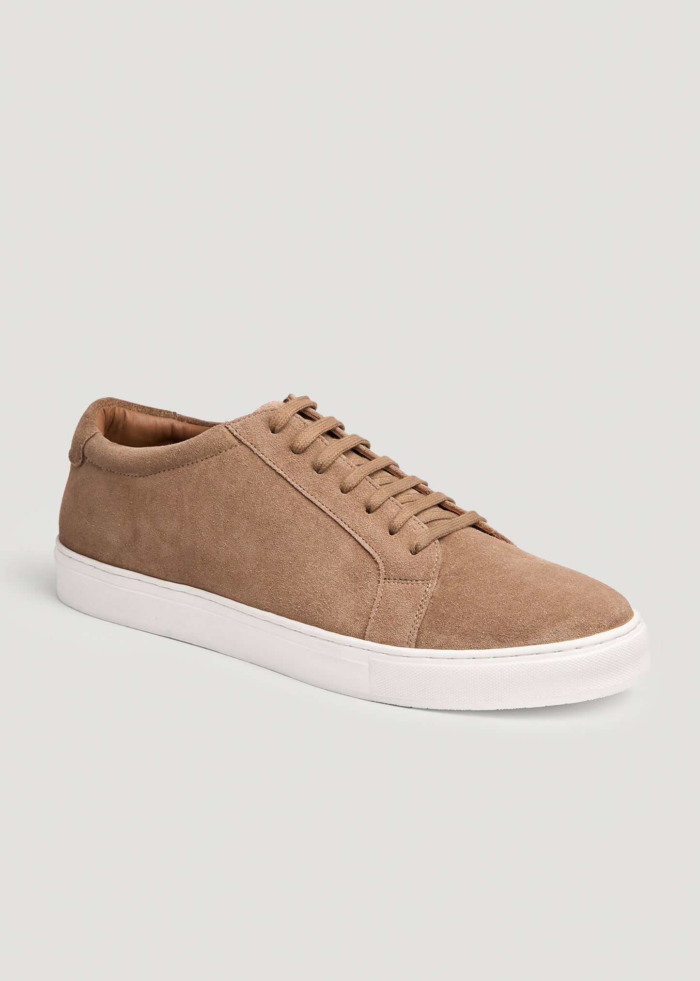 Tall Men’s Cupsole Tennis Sneakers in Taupe Suede