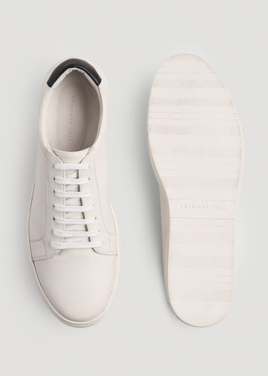 Cupsole Tennis Sneakers for Tall Men in White