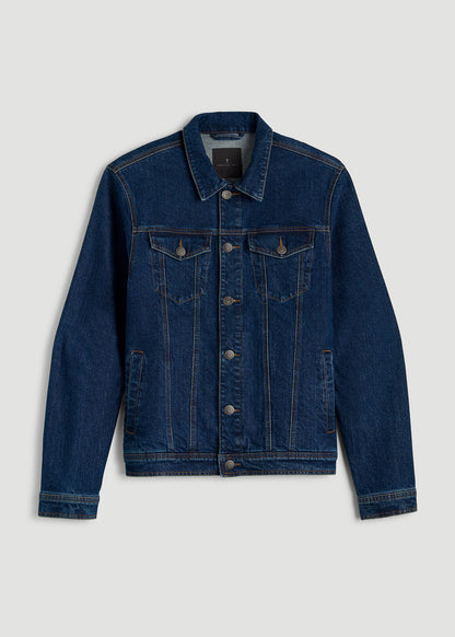 Denim Trucker Jacket for Tall Men in Mid Ocean Blue