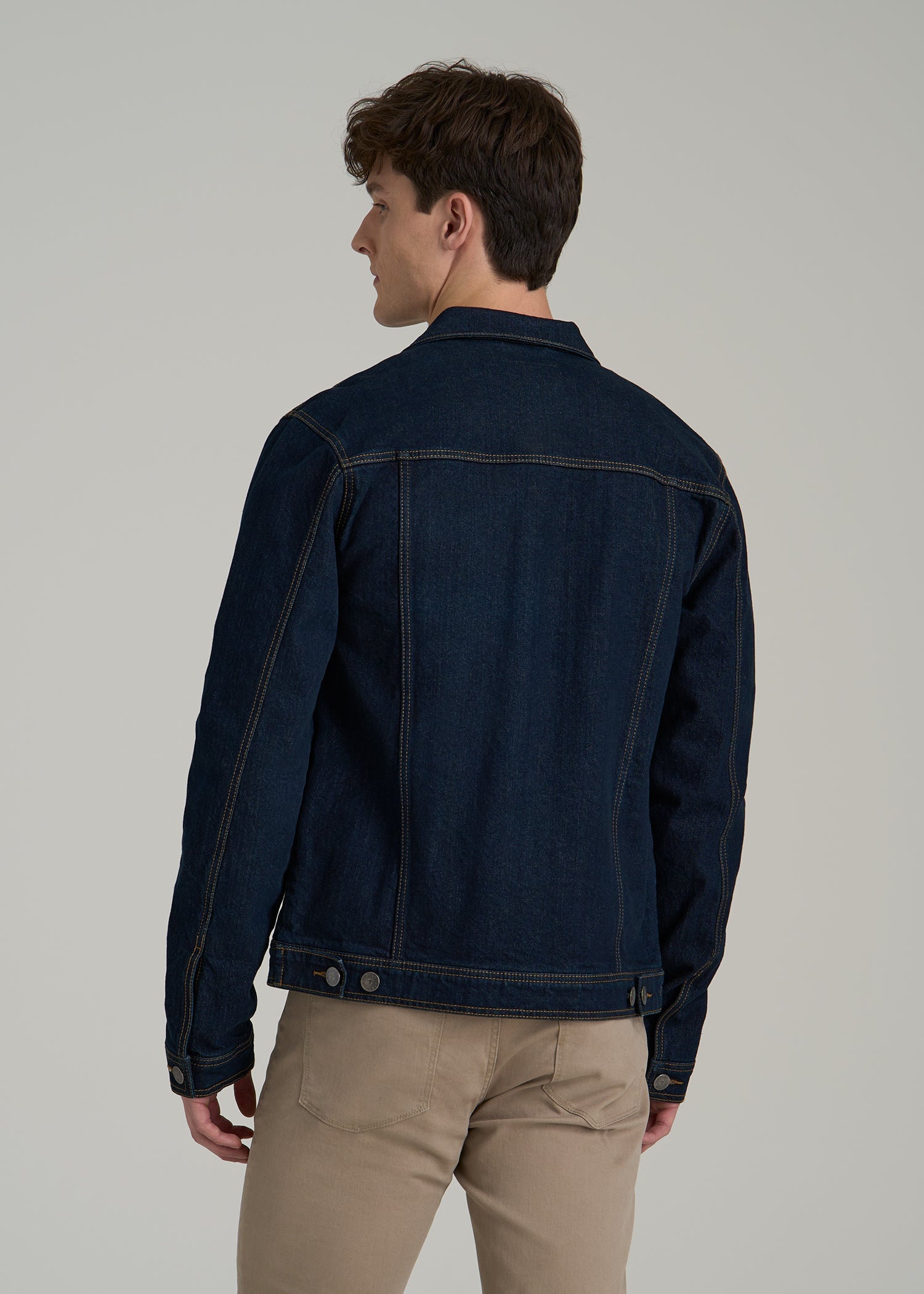 Denim Trucker Jacket for Tall Men in Raw Indigo