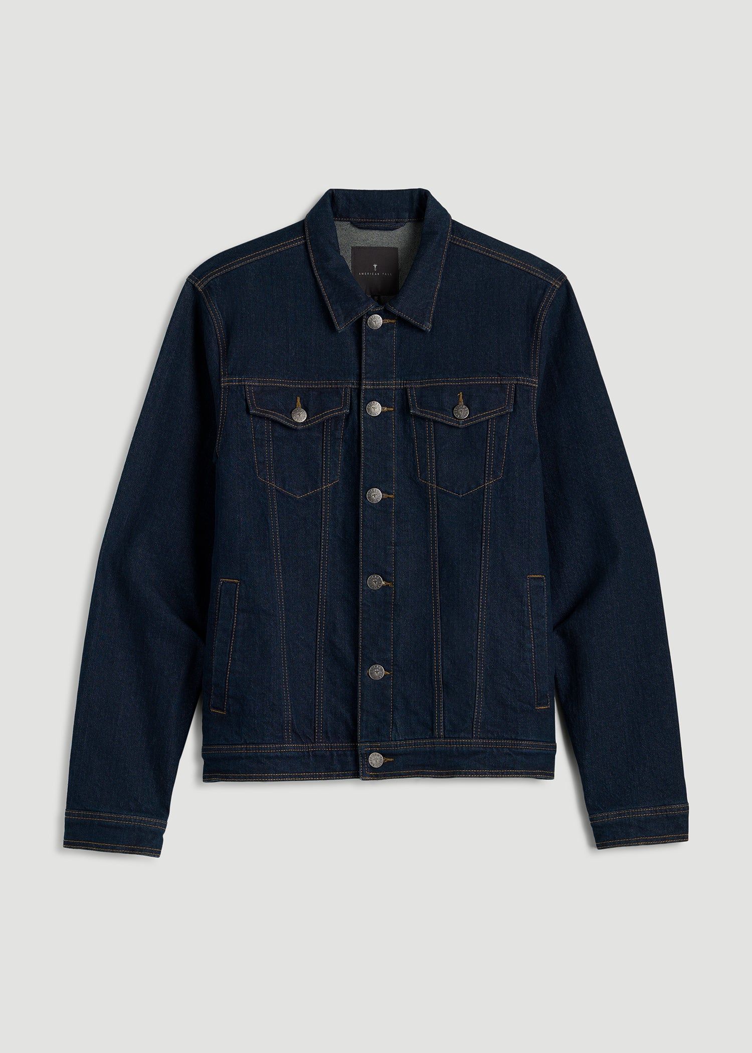Denim Trucker Jacket for Tall Men in Raw Indigo