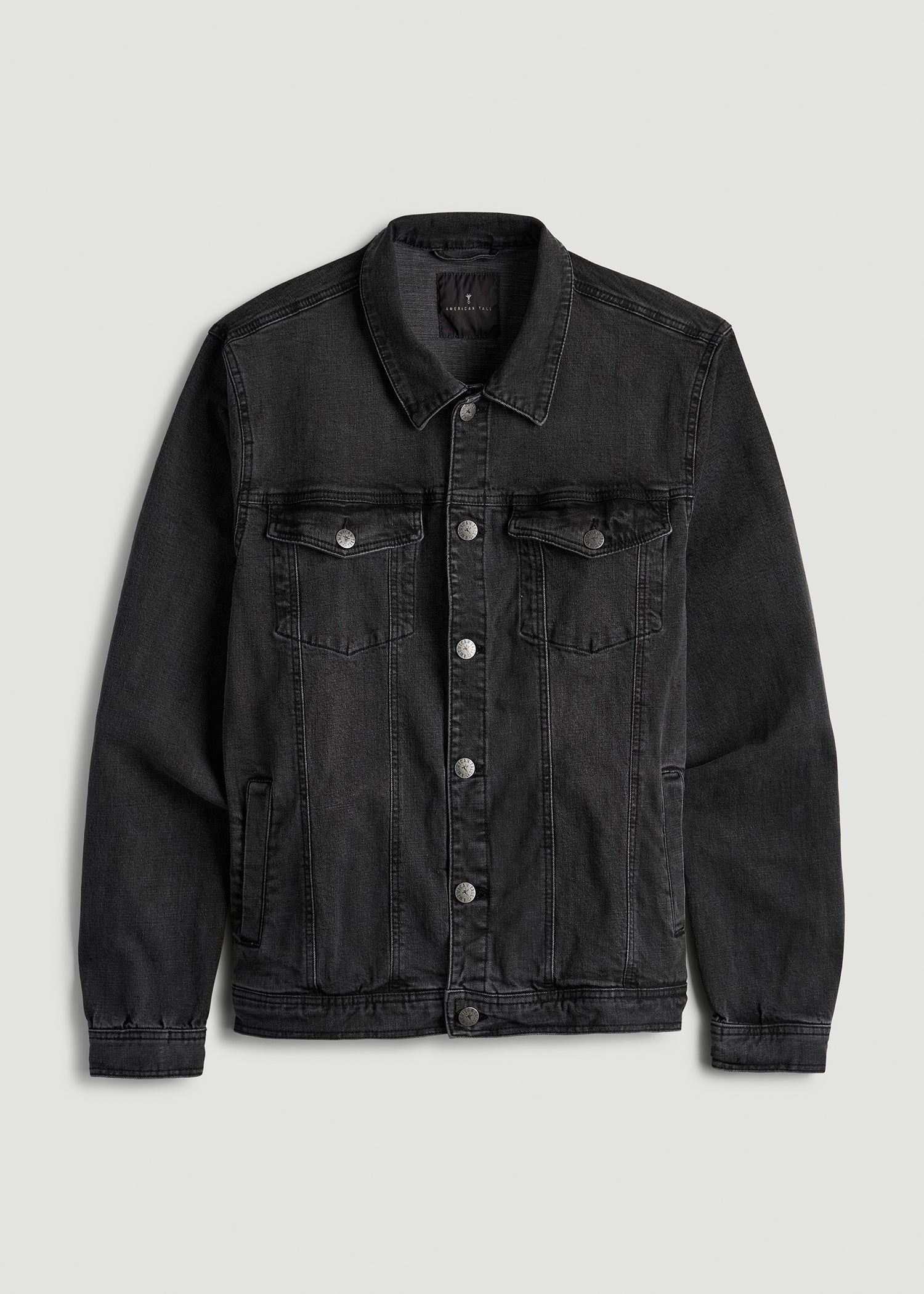 Men's Tall Denim Trucker Jacket Washed Black | American Tall