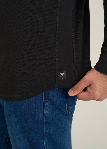 Double Honeycomb Thermal Crewneck for Tall Men in Black