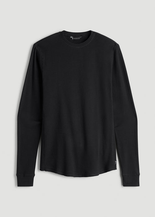 Double Honeycomb Thermal Crewneck for Tall Men in Black