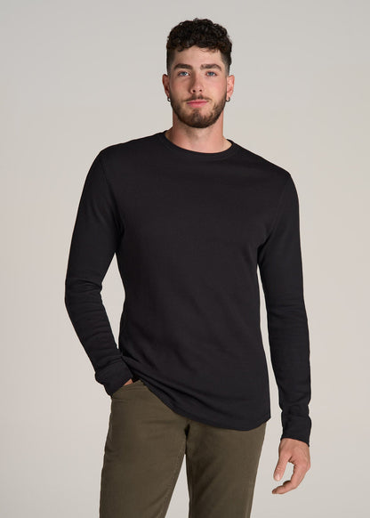 Double Honeycomb Thermal Crewneck for Tall Men in Black