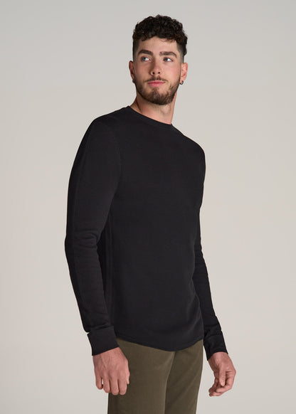 Double Honeycomb Thermal Crewneck for Tall Men in Black